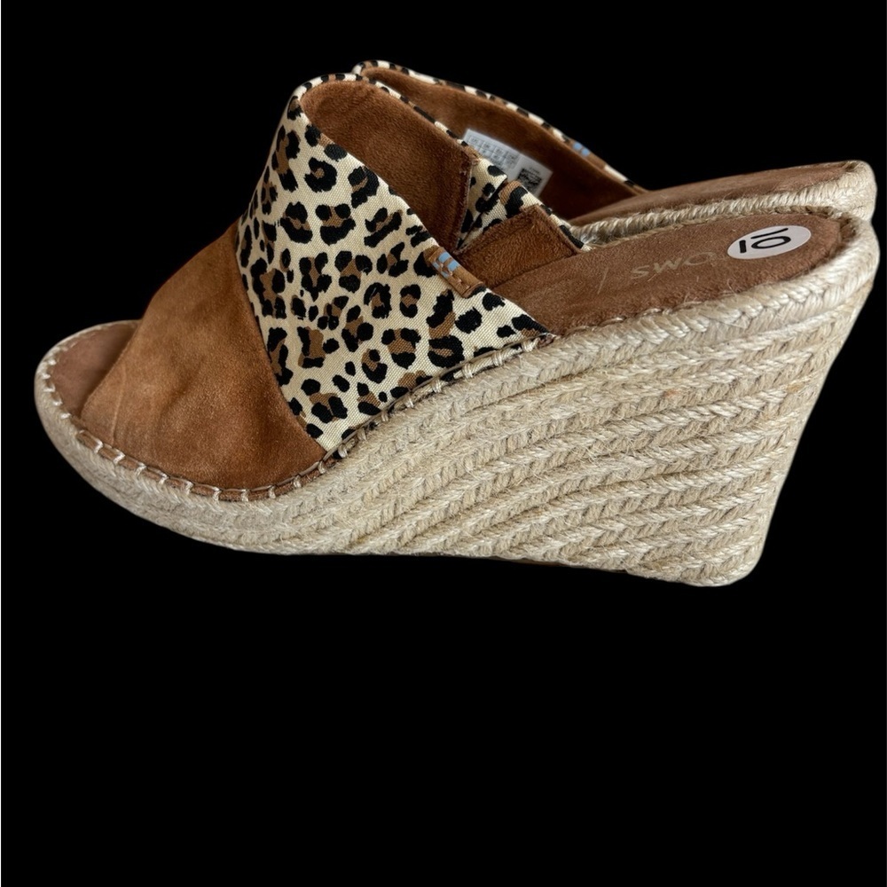 TOMS Women's Leopard Print and Tan Wedges Size W10 Summer mood - Picture 3 of 7